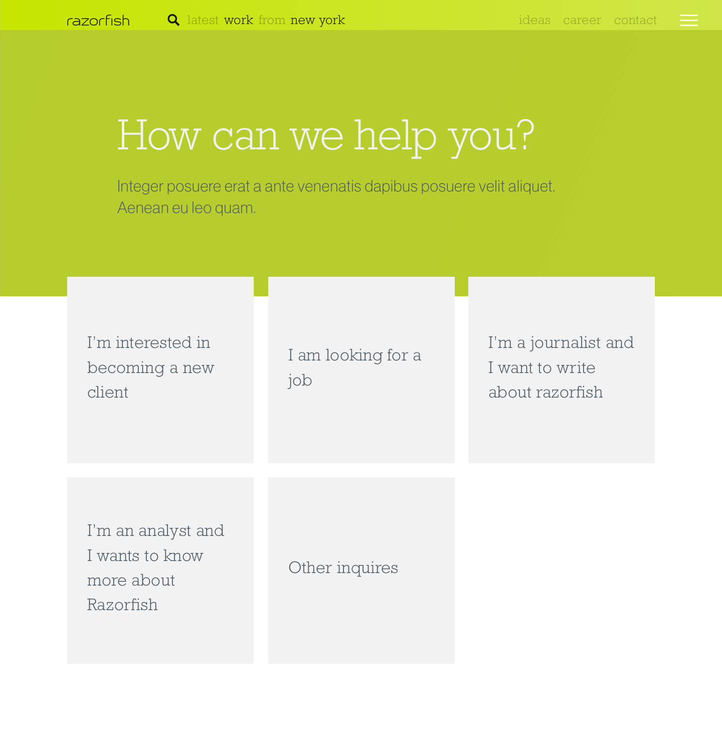 New Razorfish.com - Contact Page: Previous iteration, view 1