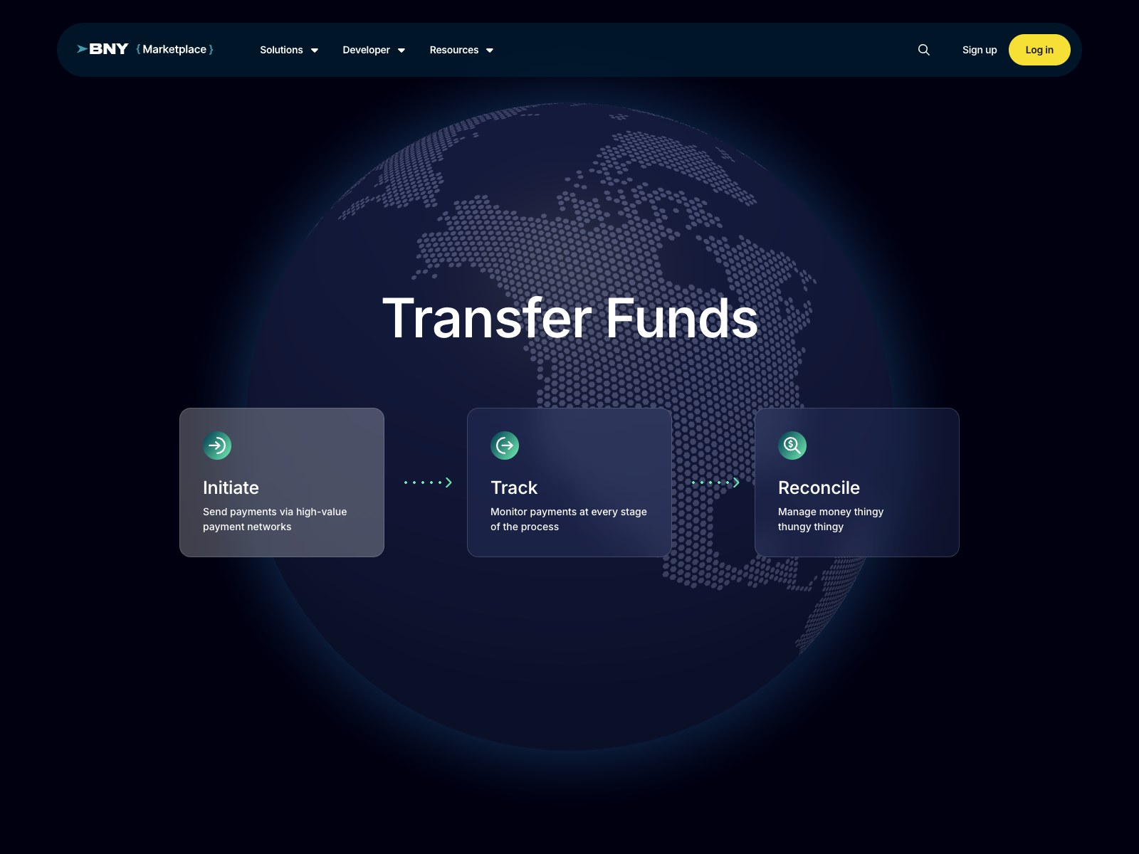 BNY Marketplace initiate a payment product page