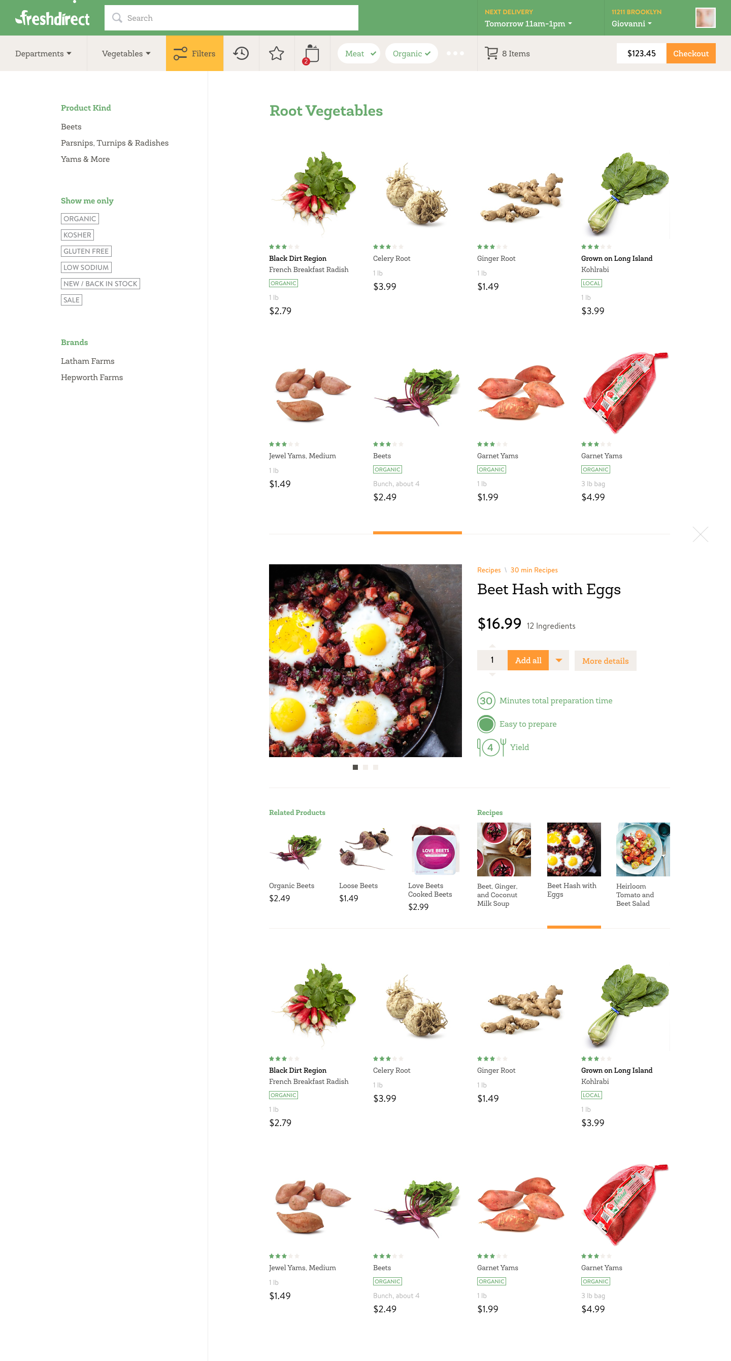 FreshDirect Vision - Category Page: With Filter open