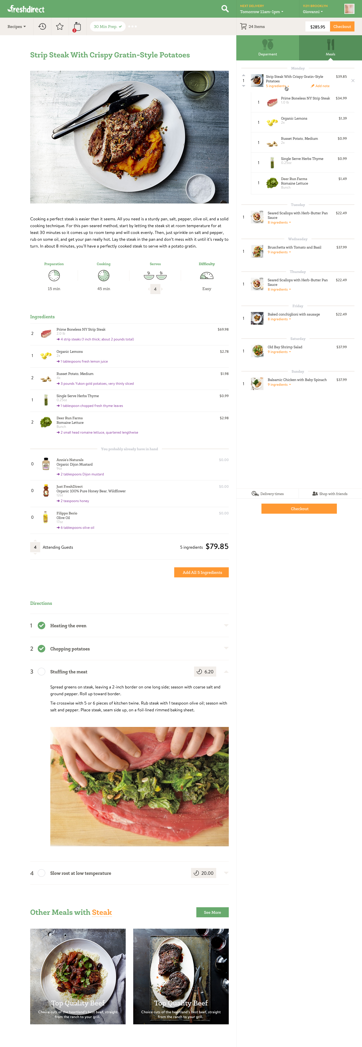 FreshDirect Vision - Recipes Page