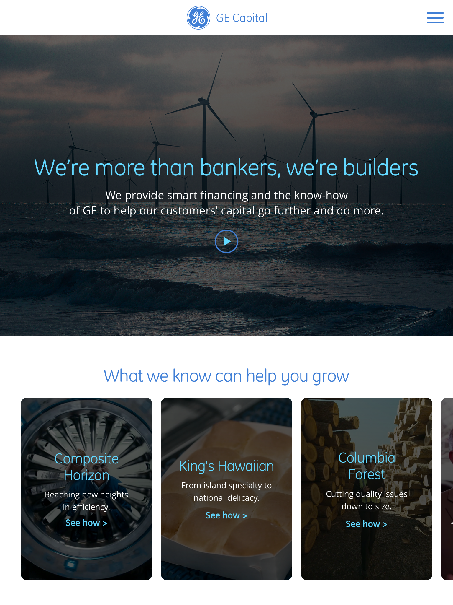 GE Capital - Homepage: Tablet