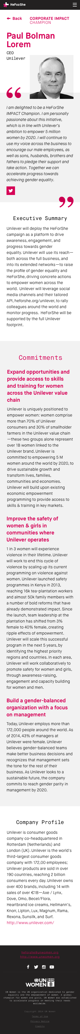HeForShe Impact - Mobile View: Article Page