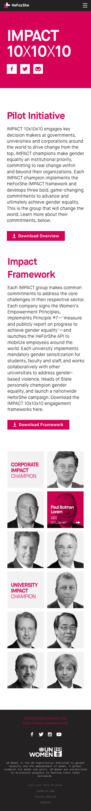 HeForShe Impact - Mobile View: Home Page