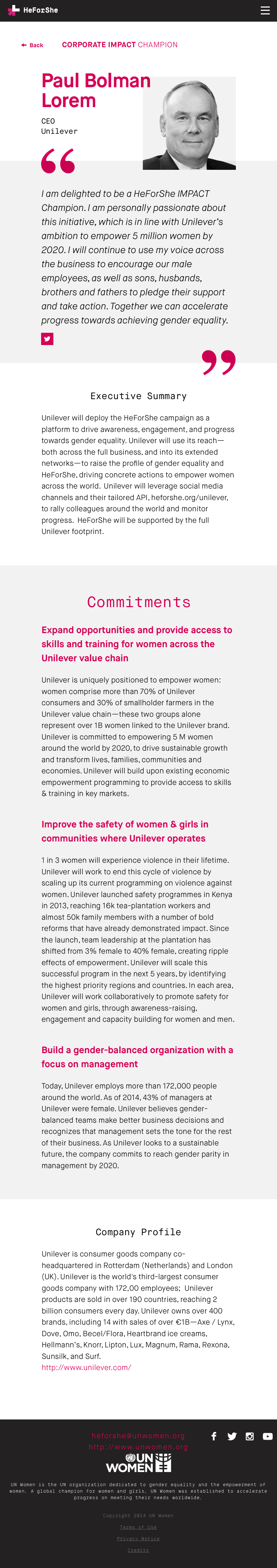 HeForShe Impact - Tablet View: Article Page