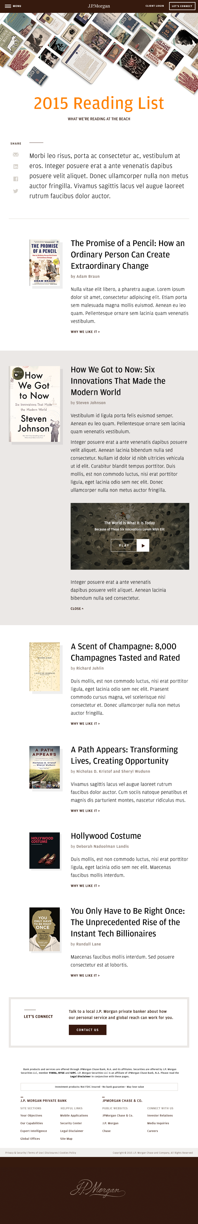 JPMorgan Private Bank - Tablet: Reading List