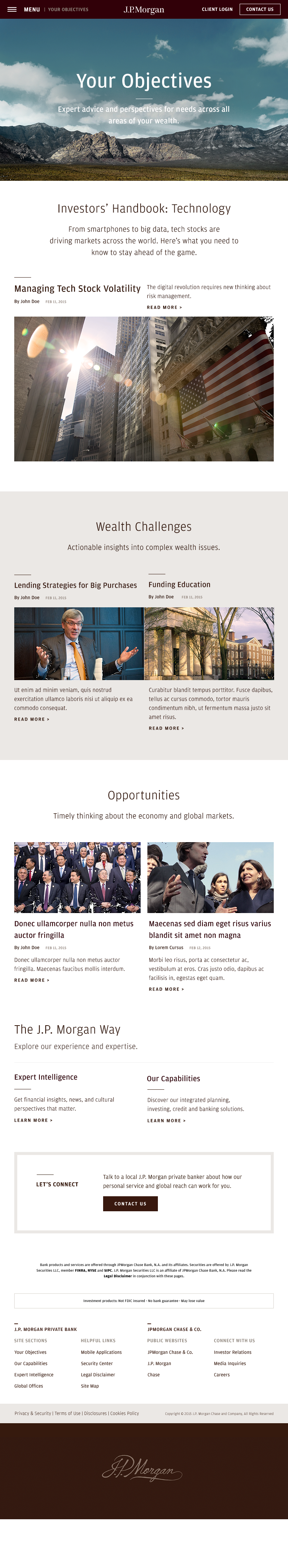 JPMorgan Private Bank - Tablet: Your Objectives