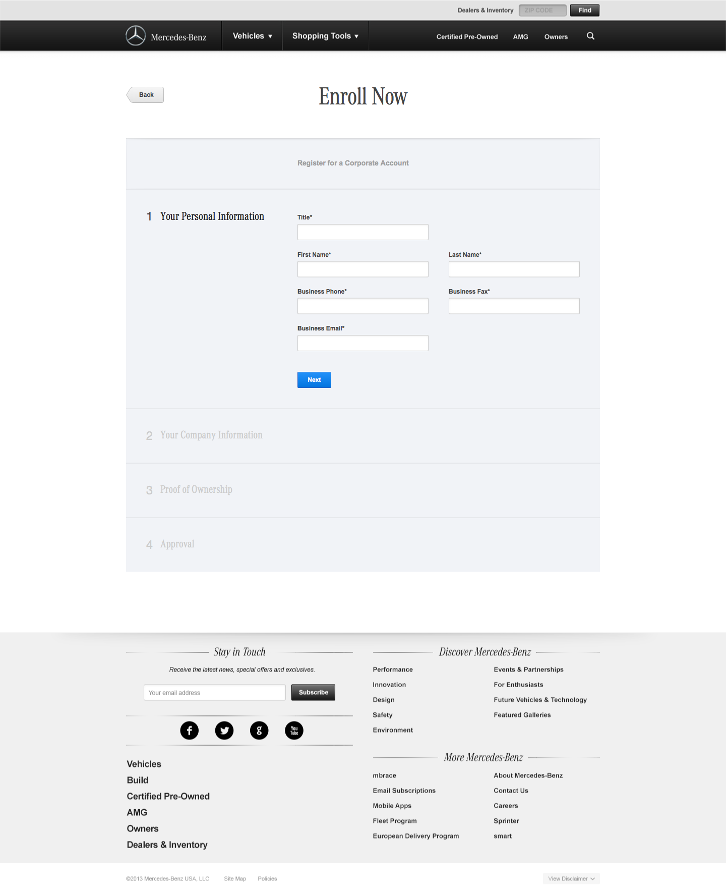 Mercedes-Benz Fleet - Enrollment Flow Desktop: Step 2
