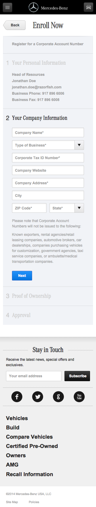 Mercedes-Benz Fleet - Enrollment Flow Mobile: Step 3