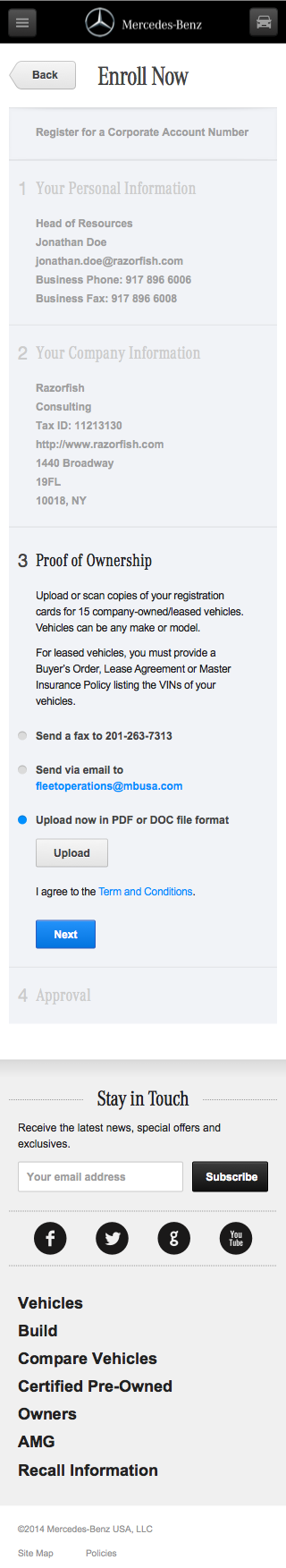 Mercedes-Benz Fleet - Enrollment Flow Mobile: Step 4