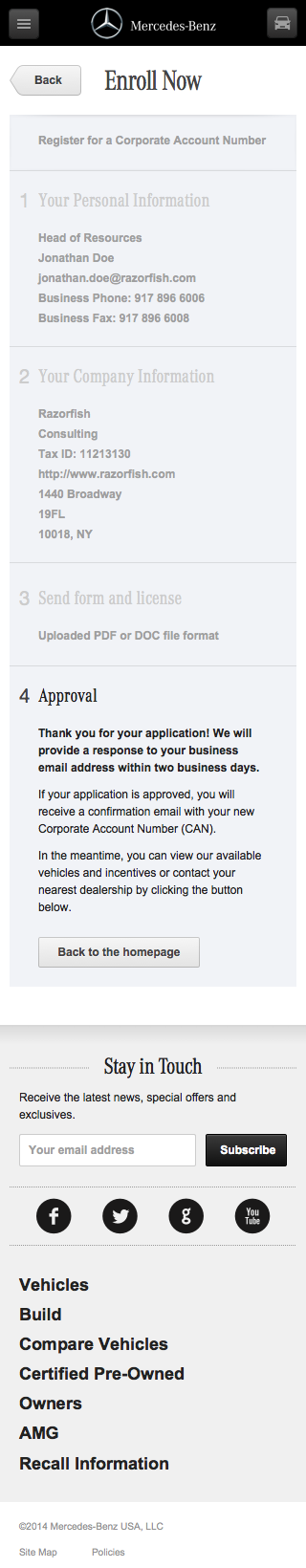 Mercedes-Benz Fleet - Enrollment Flow Mobile: Step 5