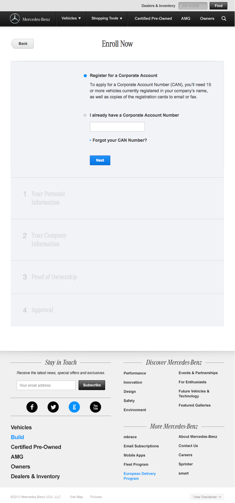 Mercedes-Benz Fleet - Enrollment Flow Tablet: Step 1
