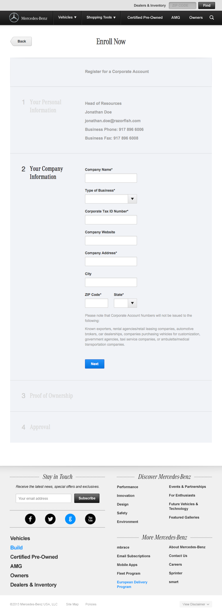 Mercedes-Benz Fleet - Enrollment Flow Tablet: Step 3
