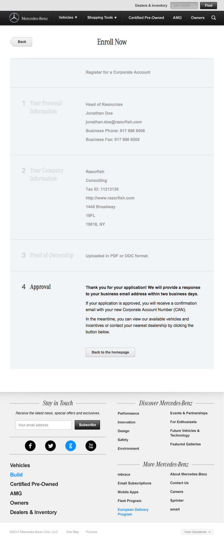 Mercedes-Benz Fleet - Enrollment Flow Tablet: Step 5