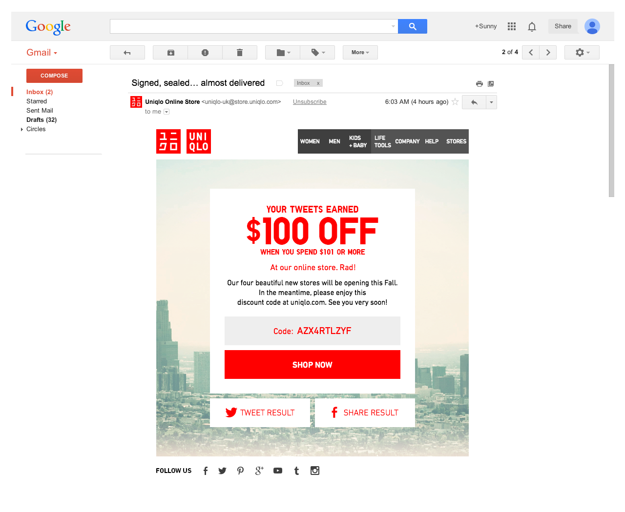 UNIQLO LA Store Opening - E-Mail