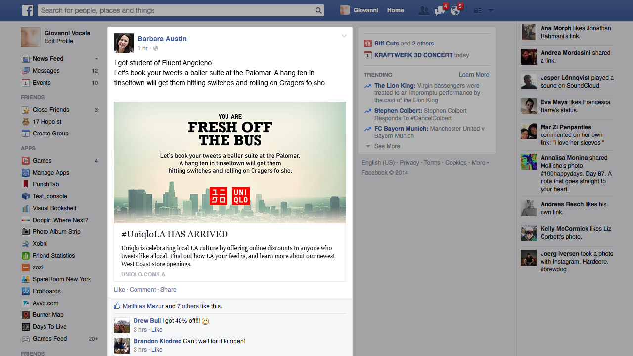 UNIQLO LA Store Opening - Facebook Share