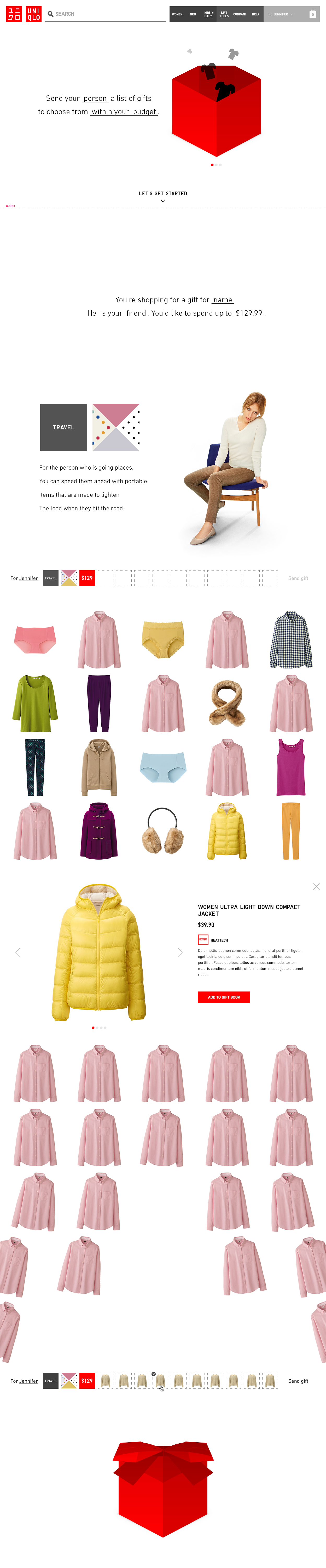 UNIQLO Gift Guide - Initial iteration: With animated hero, view 1
