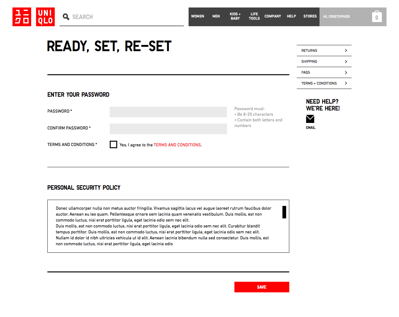 UNIQLO Taiwan - Sign In / Registration Flow: Password reset