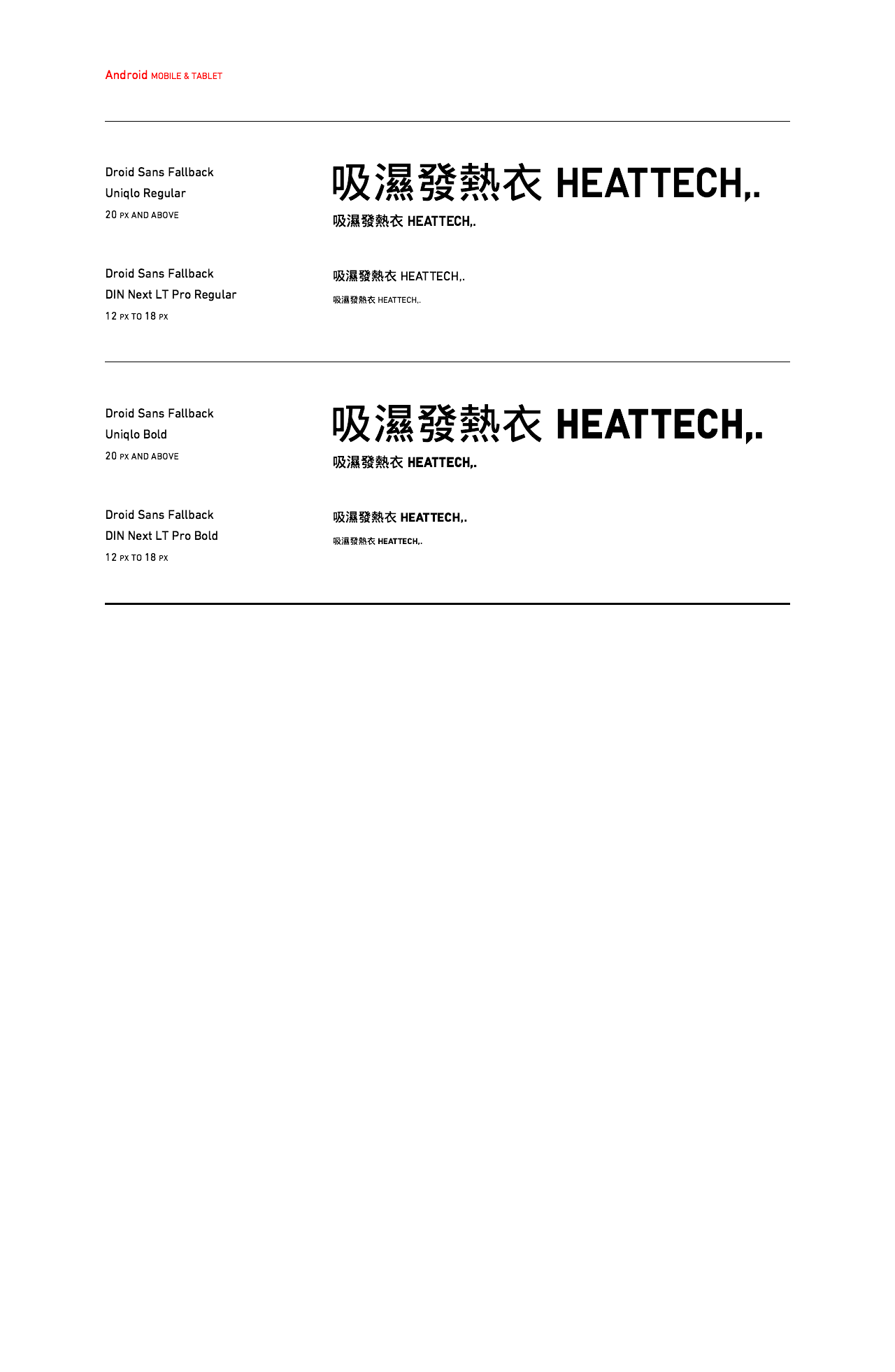 UNIQLO Taiwan - Typography: Android