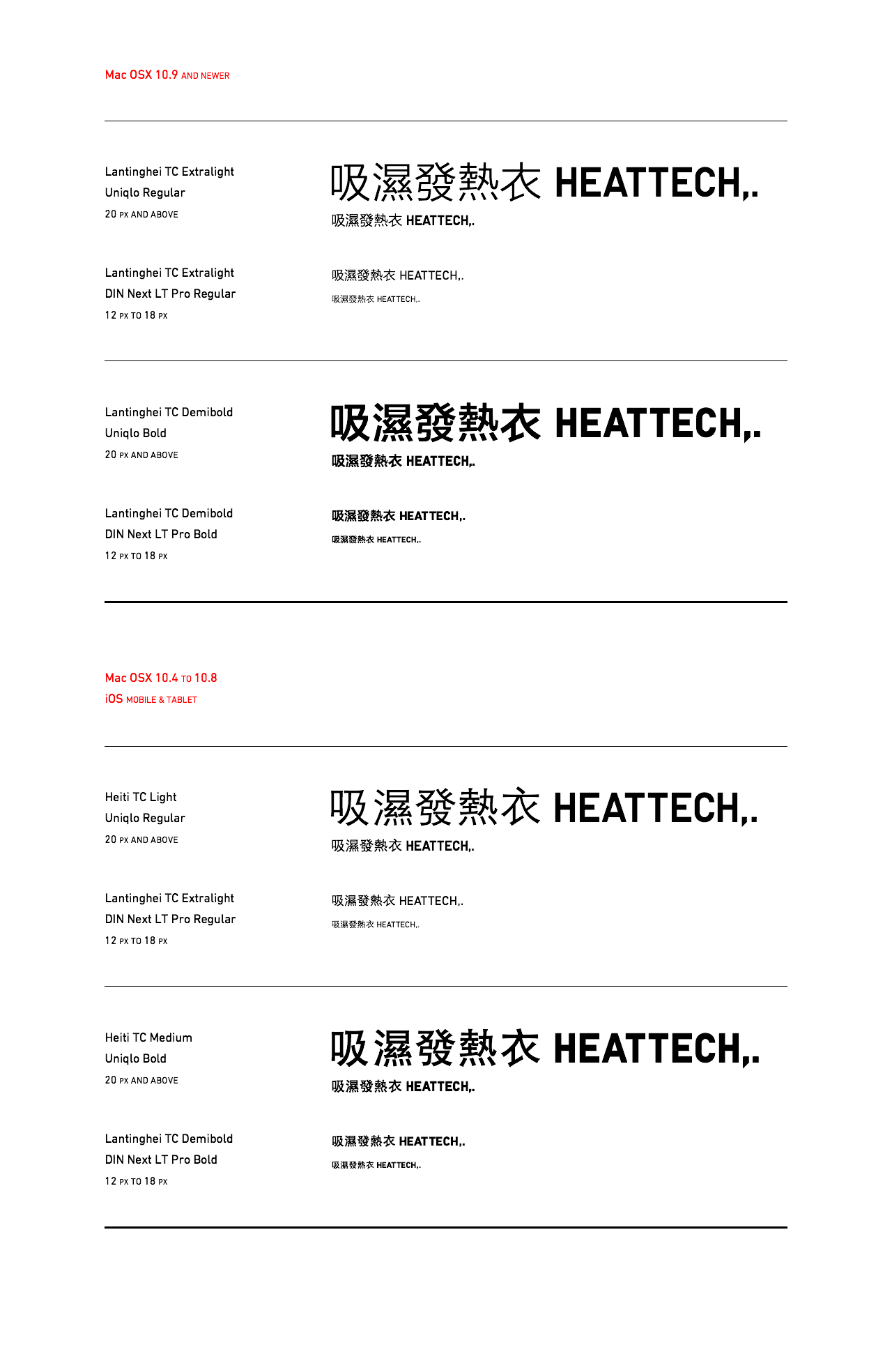 UNIQLO Taiwan - Typography: Mac OS X