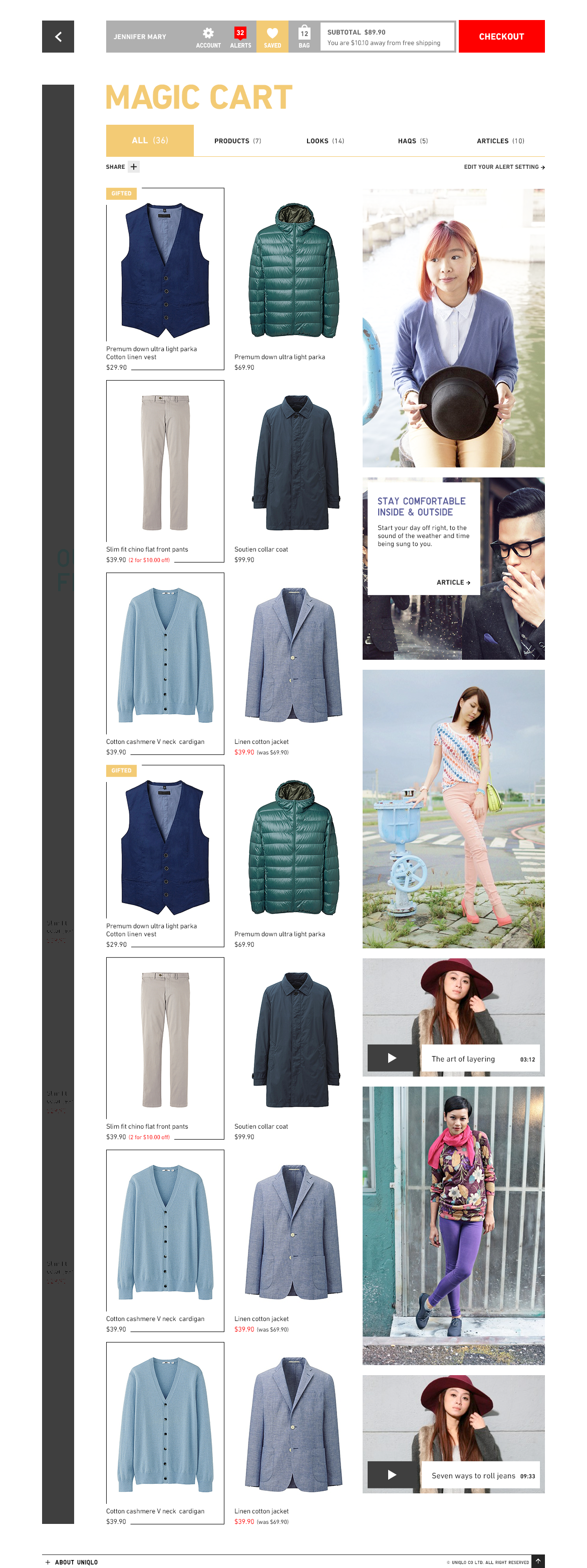 UNIQLO E-Commerce Platform Vision - Magic Cart Women: With change of season, view 1