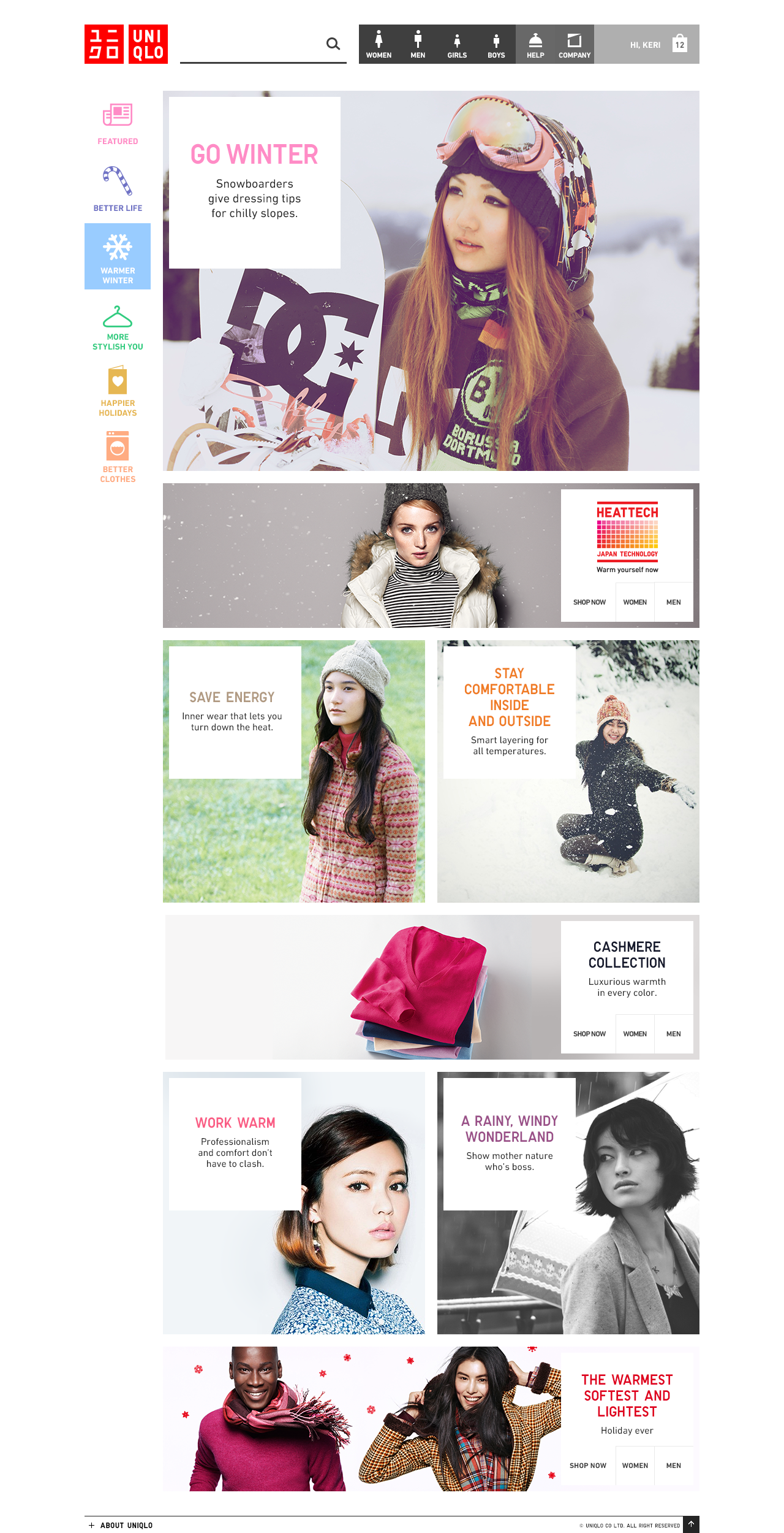 UNIQLO E-Commerce Platform Vision - Iteration n.2: Warmer winter section