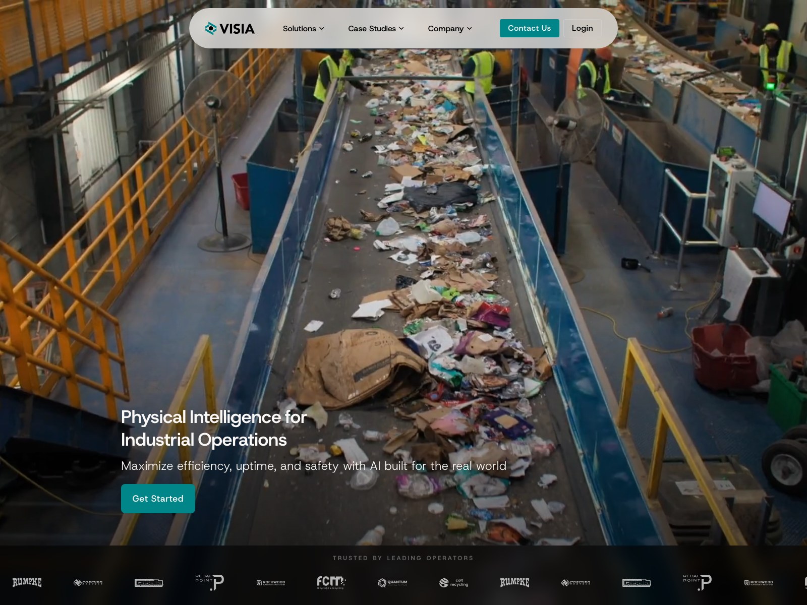 Visia homepage hero screen