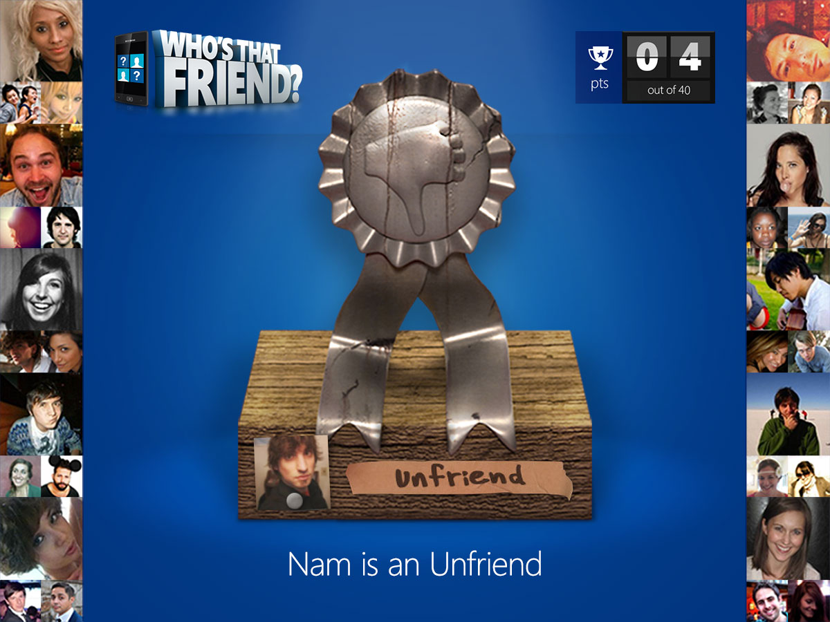 Windows Phone Who's That Friend - Trophy Screen